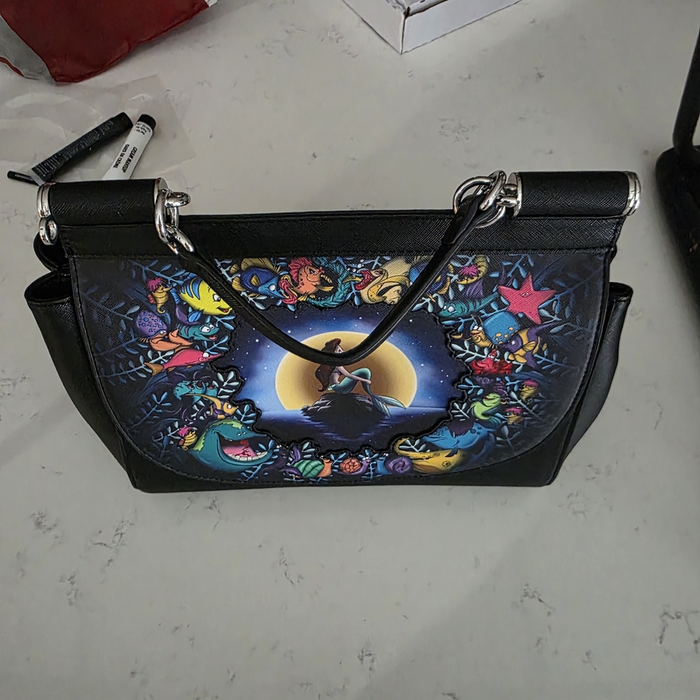 Loungefly Black Satchel with Colorful Print